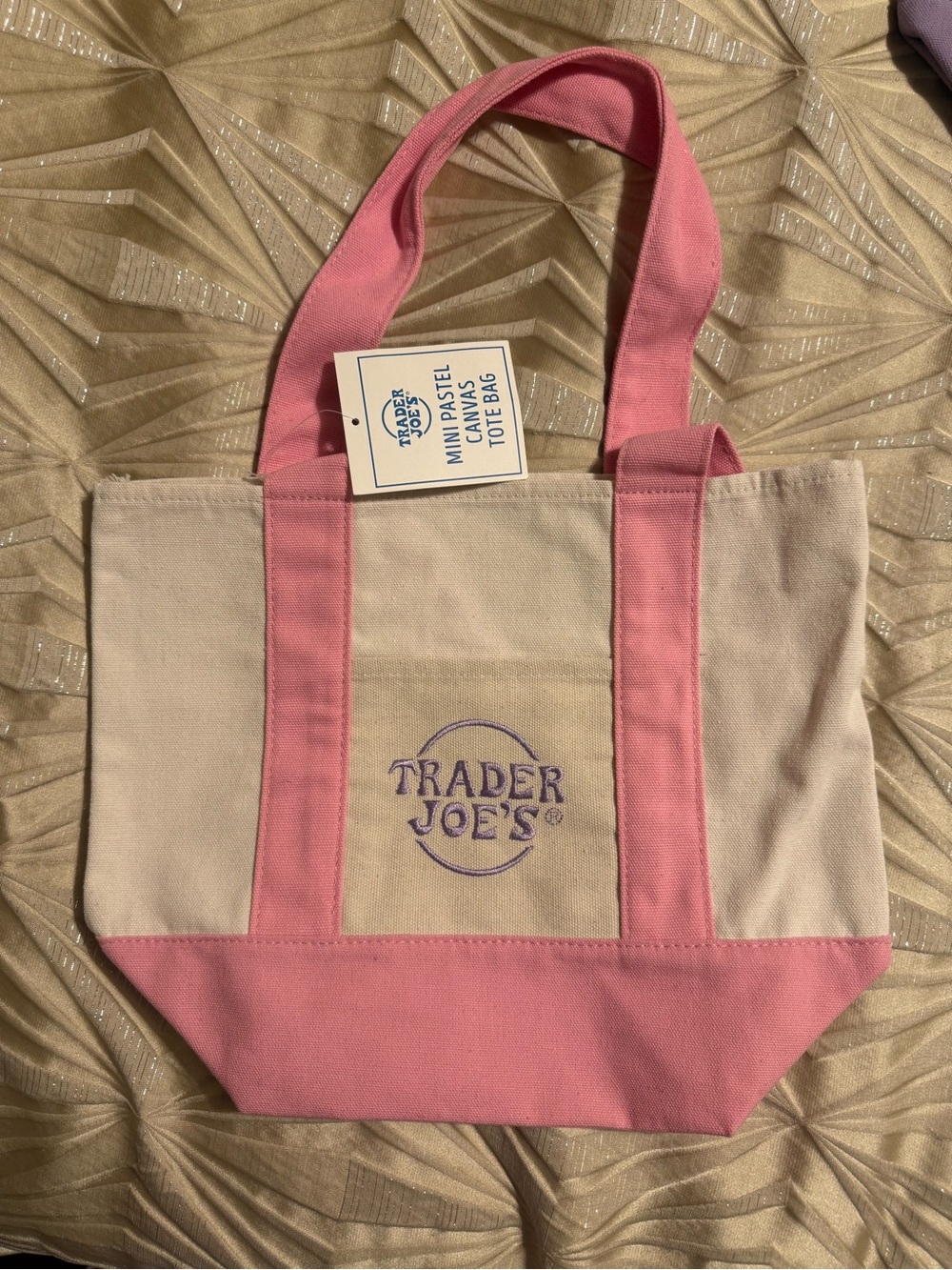Trader Joe’s Mini Pastel Canvas Tote Bag New With Tag Limited Edition…